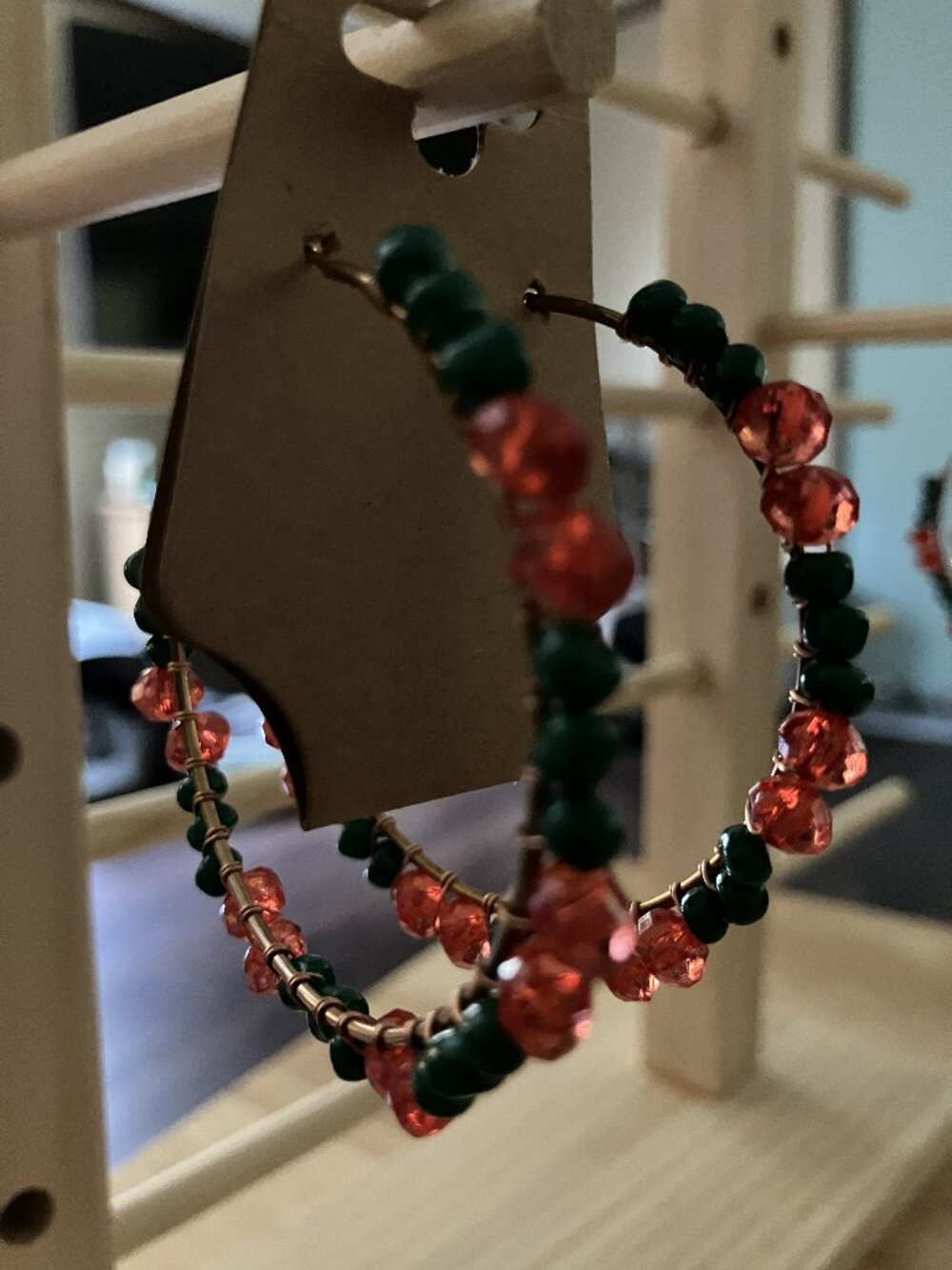 Handcrafted Christmas Hoop Earrings